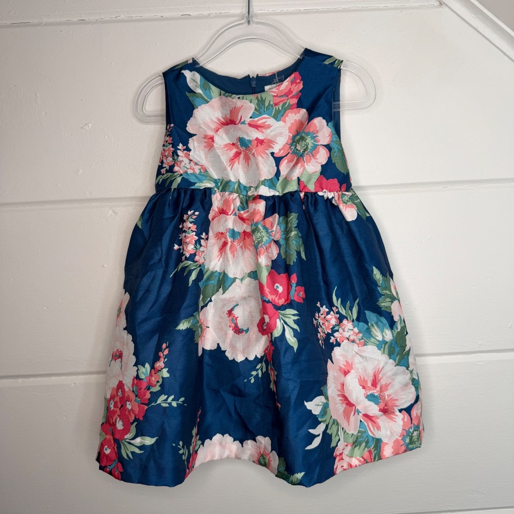 NEW Gymboree 18-24 Months Floral Dress Formal Wedding Derby Spring Blue